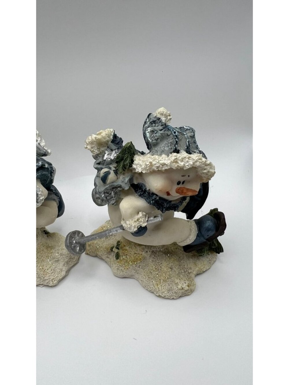 Snowman Figurine Set Skiing & Winter Scene Holiday Decor - Picture 5 of 5